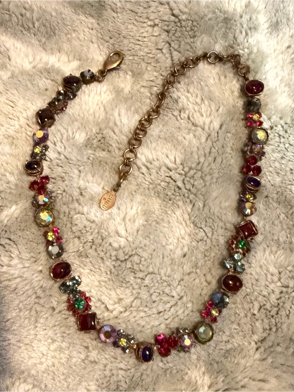 VTG Sorrelli Mixed-Cut Classic Tennis Necklace Retired Multi-Color Jewel Tone